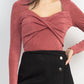Twisted Velvety Long Sleeve Crop Top