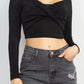 Twisted Velvety Long Sleeve Crop Top