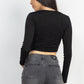 Twisted Velvety Long Sleeve Crop Top