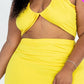 Plus Size Sexy Solid Crisscross Halter Top & Ruched Mini Skirt Set