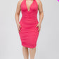 Plus Plunging Neck Crisscross Back Ruched Bodycon Mini Dress