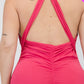 Plus Plunging Neck Crisscross Back Ruched Bodycon Mini Dress