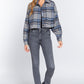 Wool Plaid Oversized Crop Jacket
