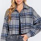 Wool Plaid Oversized Crop Jacket