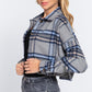 Wool Plaid Oversized Crop Jacket