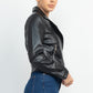 Zippered Notch Lapel Rider Jacket