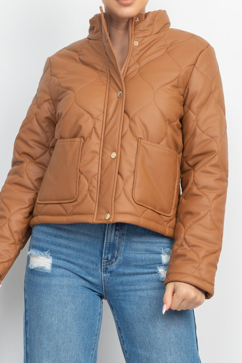 Mock Neck Quilted Jacket