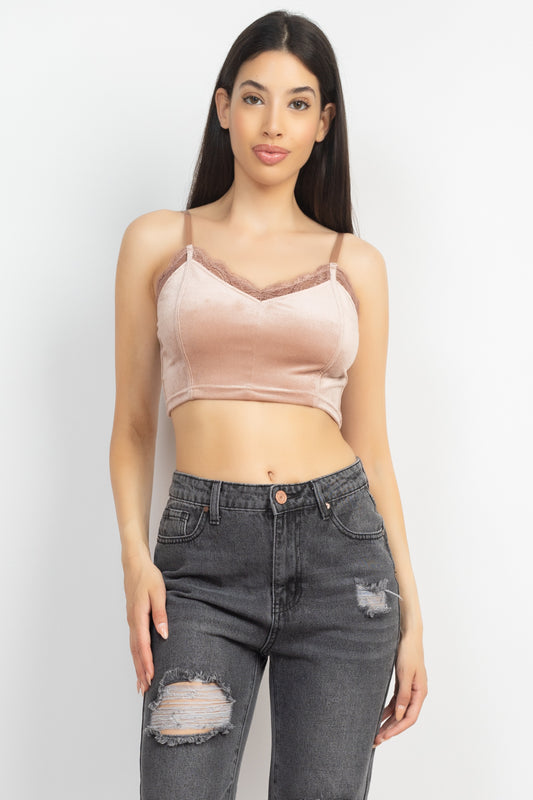 Sleeveless Corset Velvet Crop Top