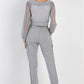 Heather Grey Contrast Fishnet Zip-up Top & Pants Set