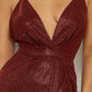 Glitter Fabric Sweetheart Surplice Maxi Dress