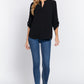 3/4 Roll Up Slv Woven Blouse