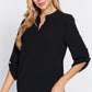 3/4 Roll Up Slv Woven Blouse