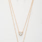 Double Crystal Metal Layered Necklace