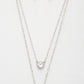 Double Crystal Metal Layered Necklace