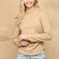 Solid And Cozy Soft Knit Mock Neck Top With Side Ruched Detail