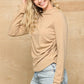 Solid And Cozy Soft Knit Mock Neck Top With Side Ruched Detail