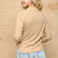 Solid And Cozy Soft Knit Mock Neck Top With Side Ruched Detail