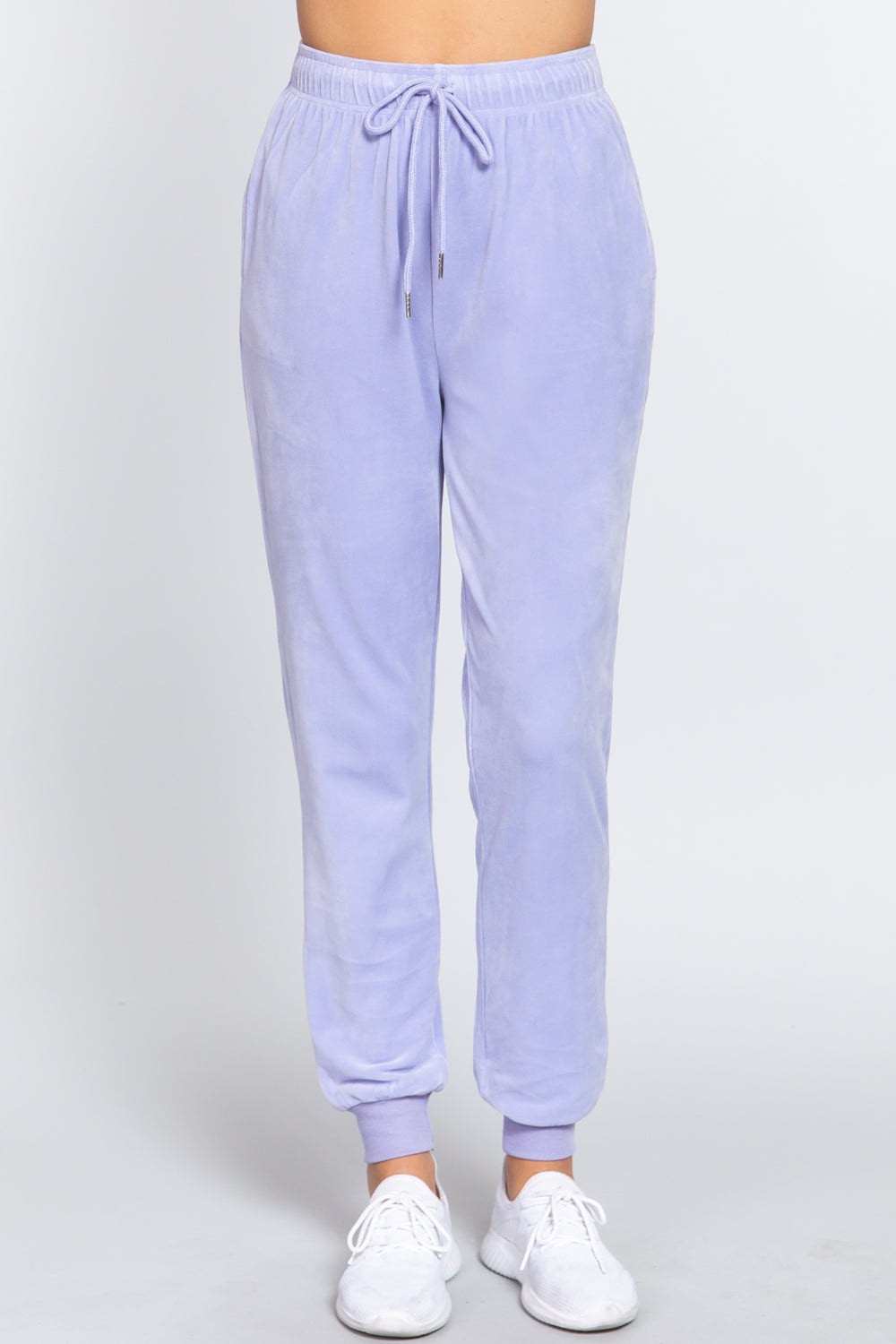 Waist Elastic Velour Long Jogger Pants