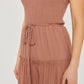 Woven Solid Sleeveless Smocked Ruffle Jumpsuit