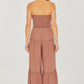 Woven Solid Sleeveless Smocked Ruffle Jumpsuit