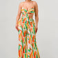 Luxe geo print satin bra top and palazzo jumpsuit