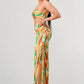 Luxe geo print satin bra top and palazzo jumpsuit