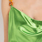 Cowl neck satin camisole with chain strap