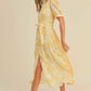 Button closure waist belt puff sleeve dress
