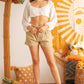 Ivory Puff Long Sleeve Smocked Back Crop Top