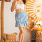 White Embroidery Cotton Strapless Smocked Back Crop Top