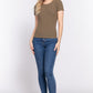 Short Slv Crew Neck Variegated Rib Knit Top