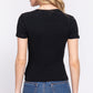 Short Slv Crew Neck Variegated Rib Knit Top