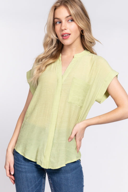 Dolman Slv Button Down Woven Top