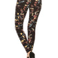 Vine Printed High Waisted Knit Leggings In Skinny Fit With Elastic Waistband