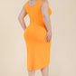 Plus Size Solid Wrap Front Tie Side Midi Dress