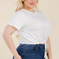 Plus Size Tie Front Drawstring Short Sleeve Crop Top