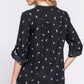 3/4 Roll Up Slv V-neck Print Blouse