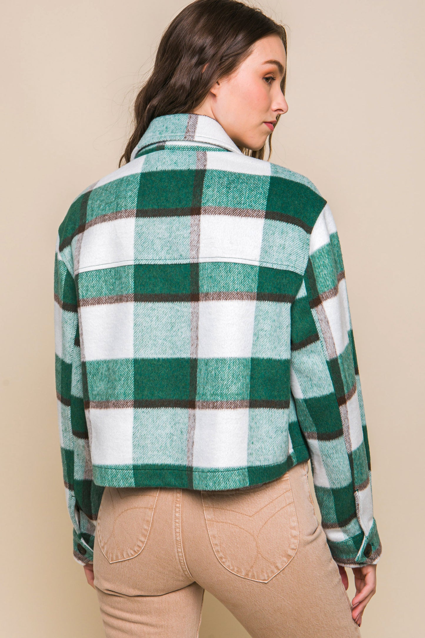 Yarn Dyed Plaid Button Up Jacket