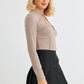 Taupe Ribbed Cut-out Detail Long Sleeve Bodysuit