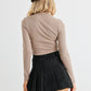 Taupe Ribbed Cut-out Detail Long Sleeve Bodysuit