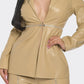 Pu Leather Zipper Pant Set