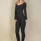 Ribbed Scoop Neck Long Sleeve Jumpsuit