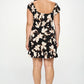 Plus Big Floral Front Tie Ruffle Mini Dress