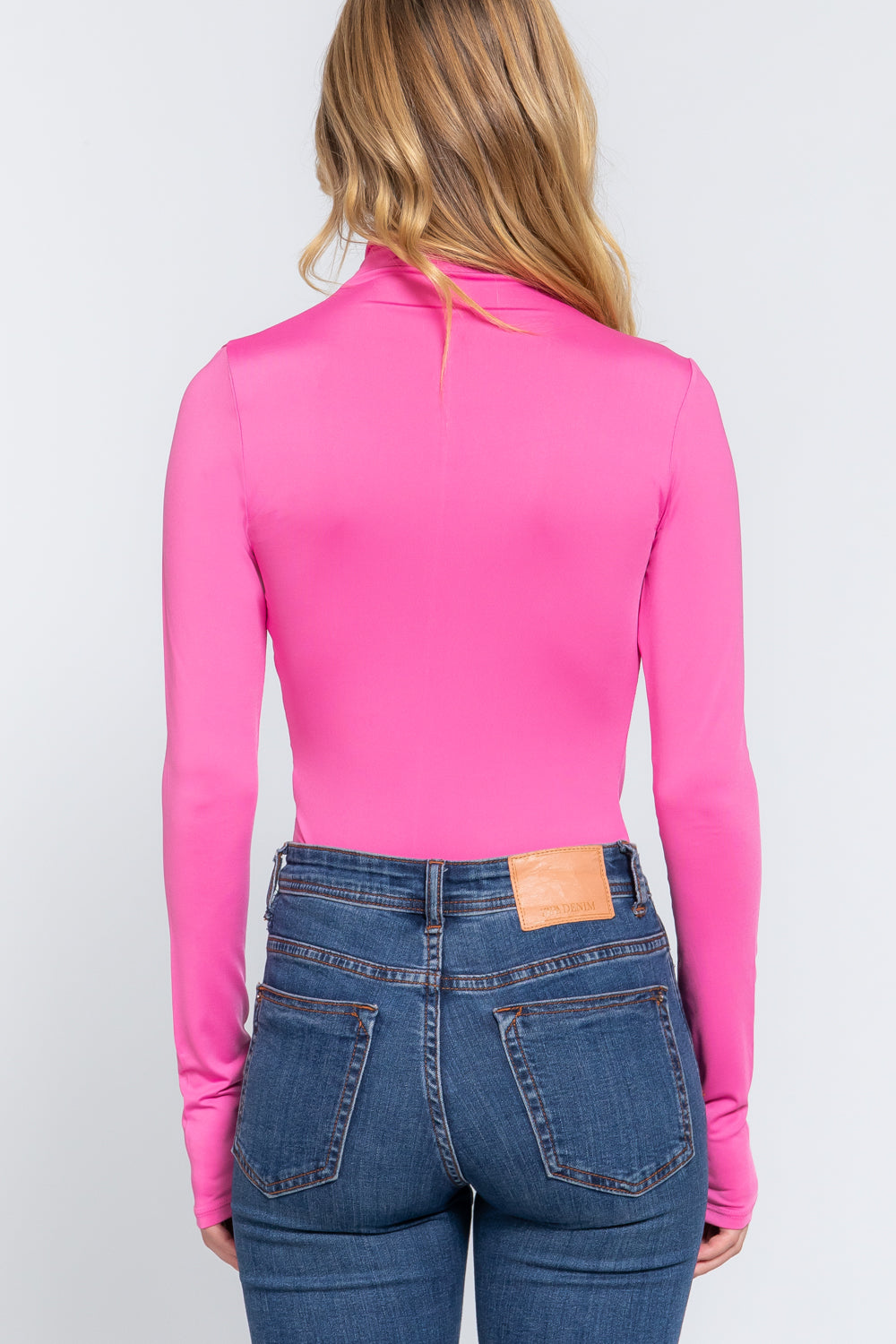 Long Sleeve High Neck Shirring Detail Ity Knit Bodysuit