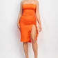 Ruffled Tube Slit Dress
