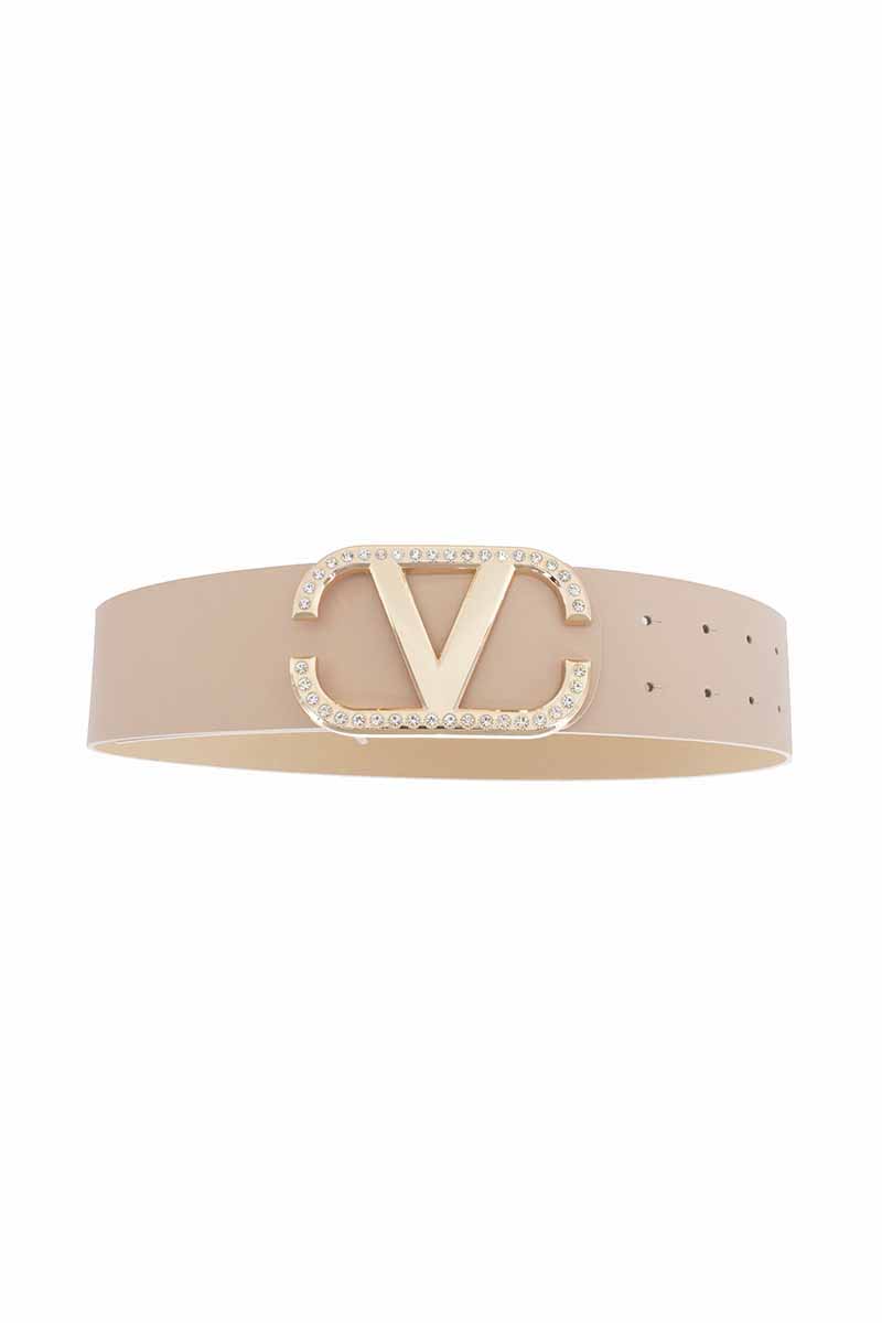 Angled Rhinestone Inverted V Buckle Belt