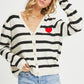 Striped Cardigan With Heart Patch
