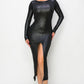 Ribbed Knit Metallic Backless Midi Dress