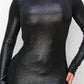 Ribbed Knit Metallic Backless Midi Dress