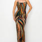 Split Thigh Multicolor Long Dress